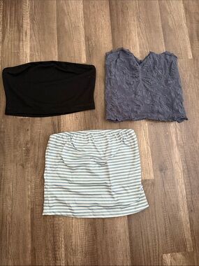Black, blue, and stripped tube tops